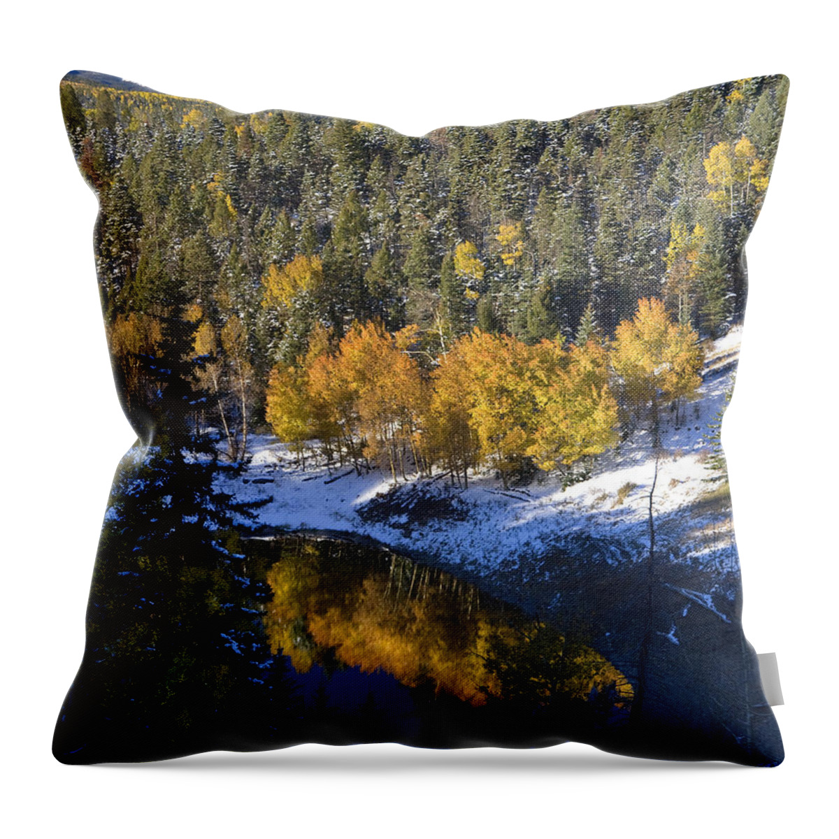 Red River Throw Pillow featuring the photograph Fall Reflections On Bobcat Pass by Ron Weathers