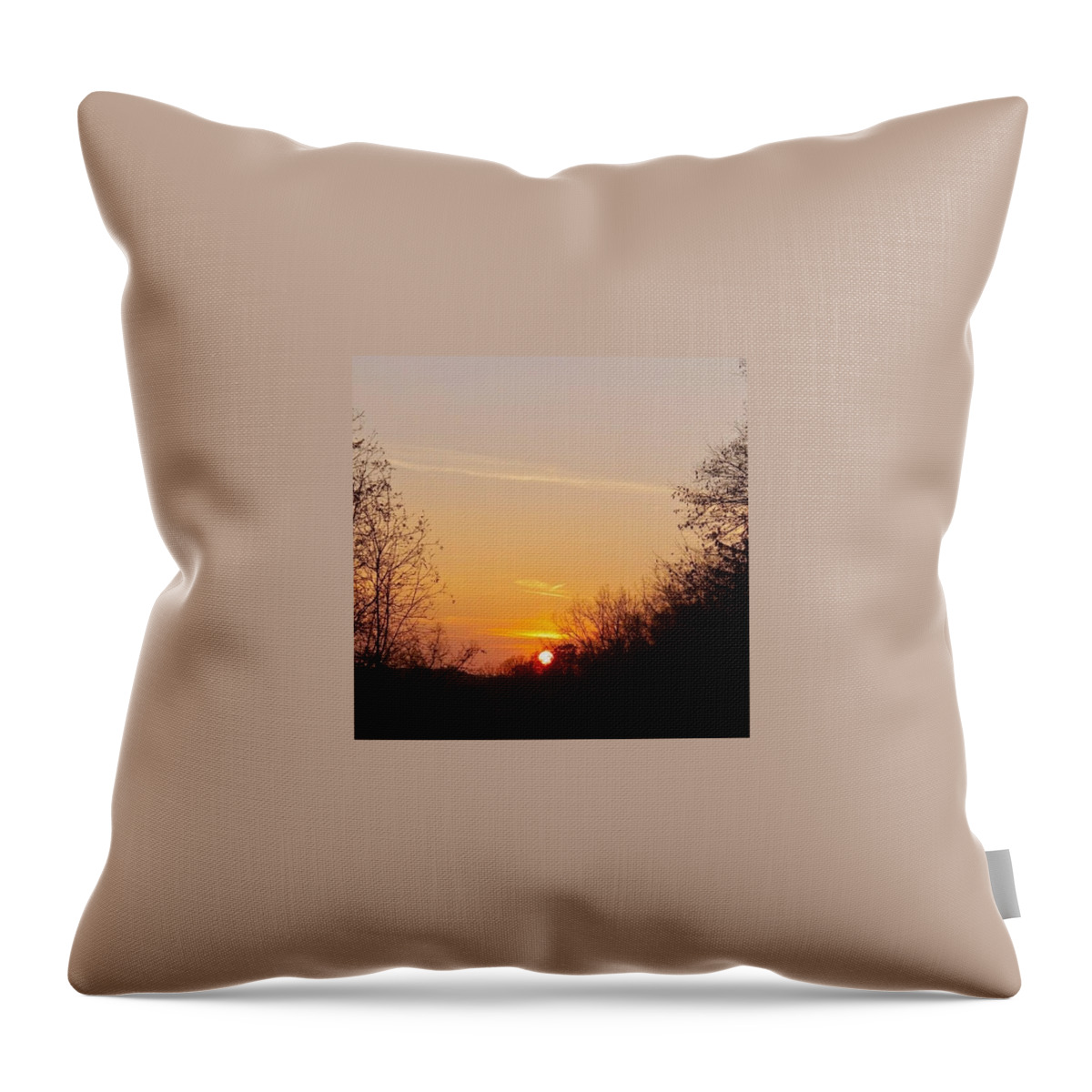 Sunset Throw Pillow featuring the photograph Fall Sunset Through The Trees by Justin Connor