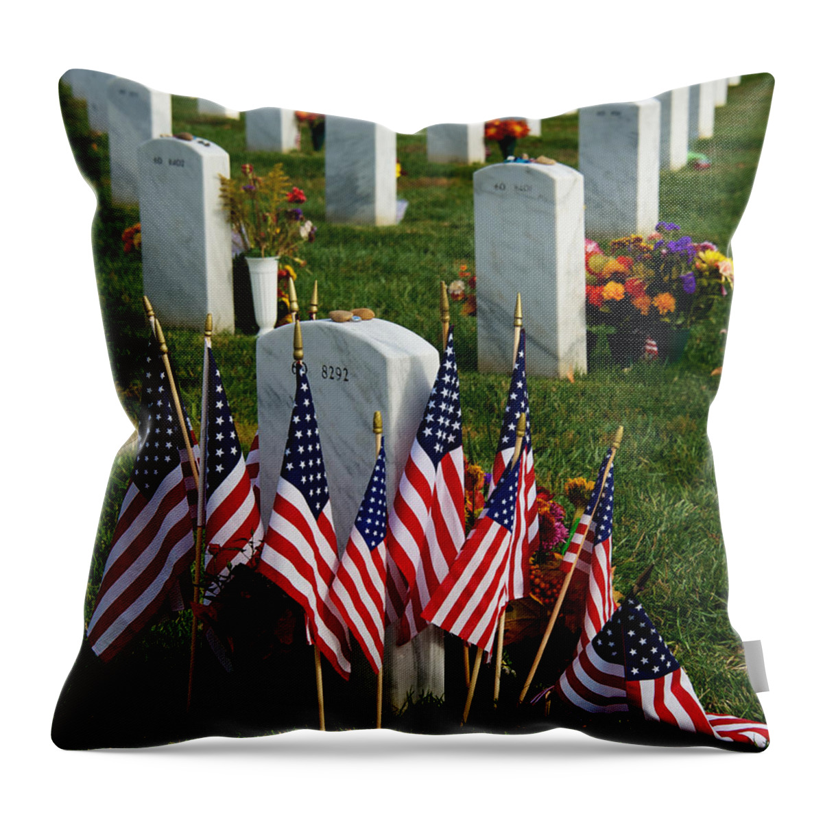 Arlington National Cemetery Throw Pillow featuring the photograph Fallen by David Kay