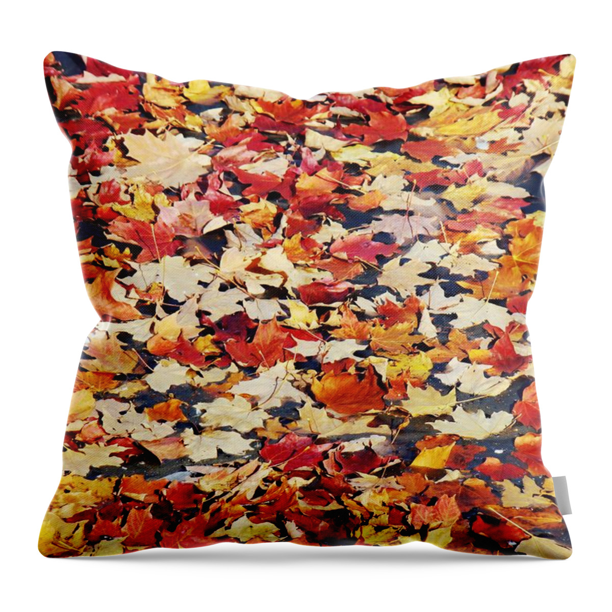 Leaves Throw Pillow featuring the photograph Fallen Leaves by Zinvolle Art