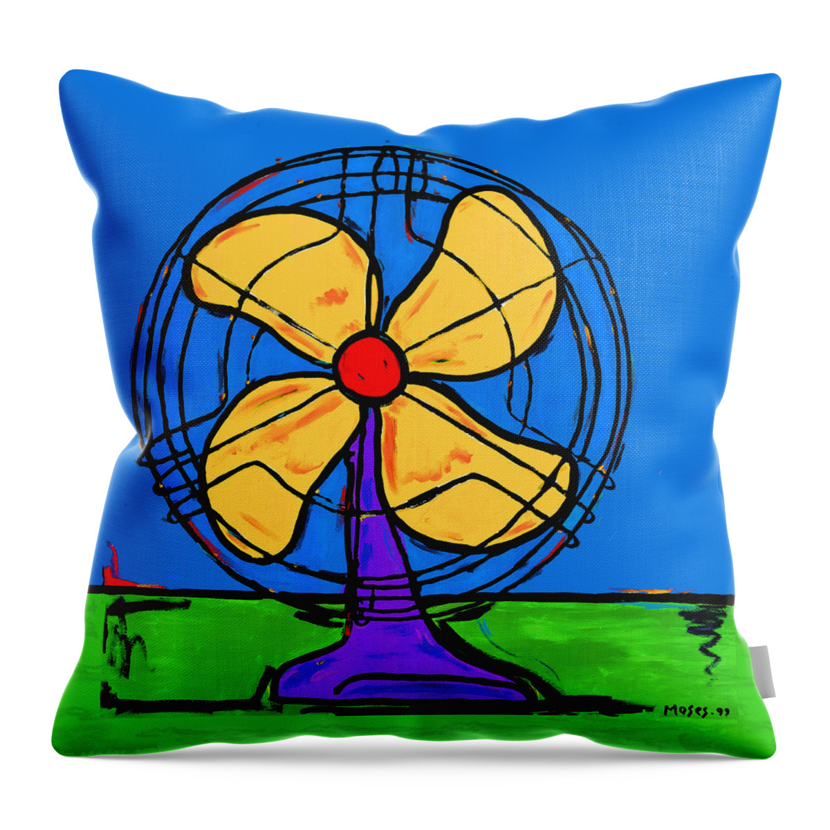 Antique Fan Throw Pillow featuring the painting Fan Of Color by Dale Moses