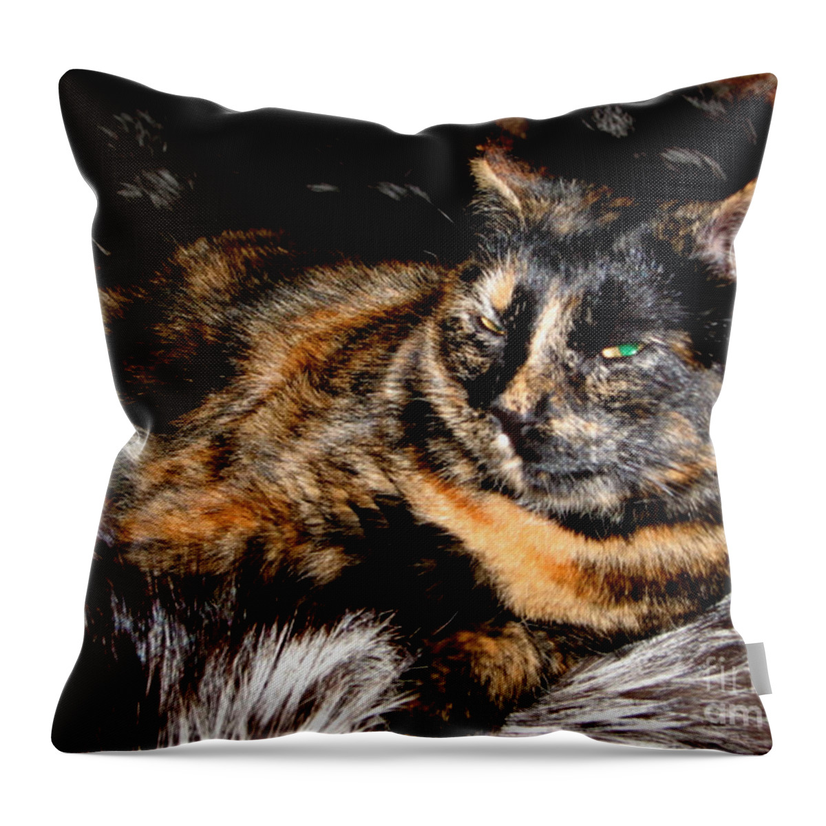  Throw Pillow featuring the digital art Fancy Cat by Oksana Semenchenko