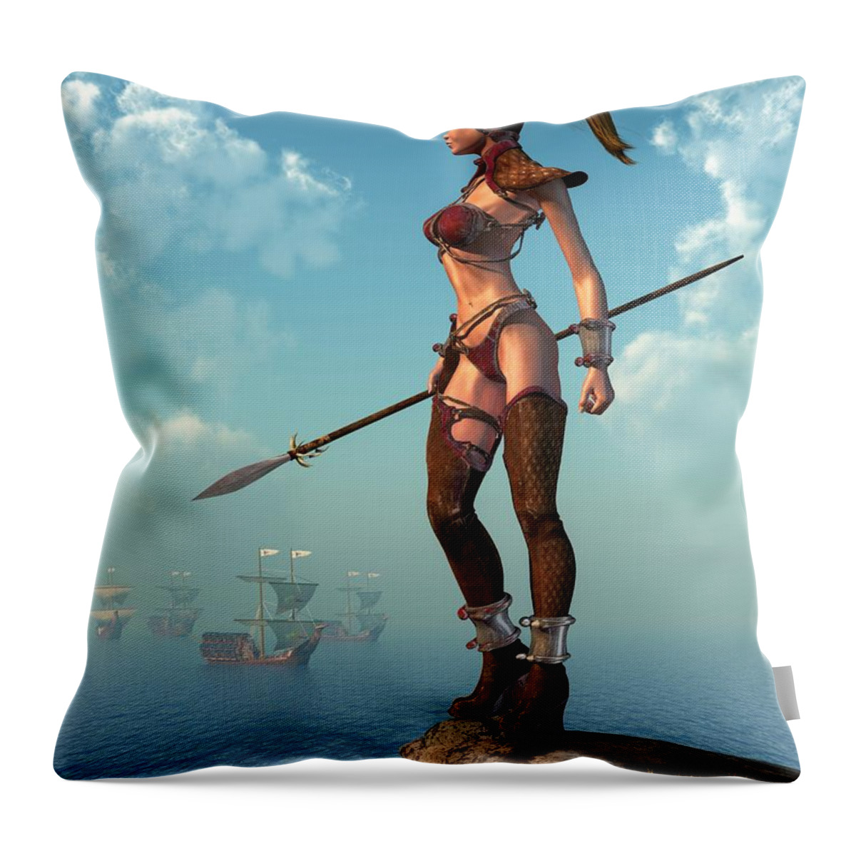 Coast Guard Throw Pillow featuring the digital art Fantasy Coast Guard by Kaylee Mason