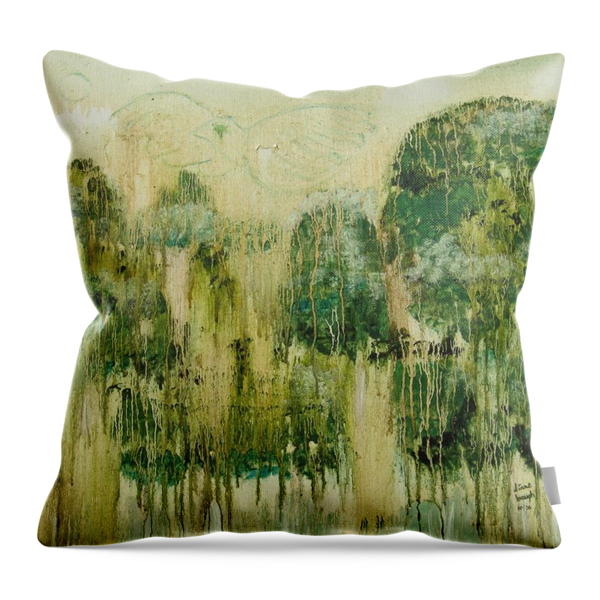 Trees Throw Pillow featuring the painting Fantasy Forest by Diane Pape