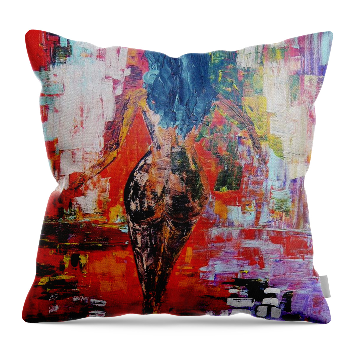 Contemporary Throw Pillow featuring the painting Fantasy by Piety Dsilva