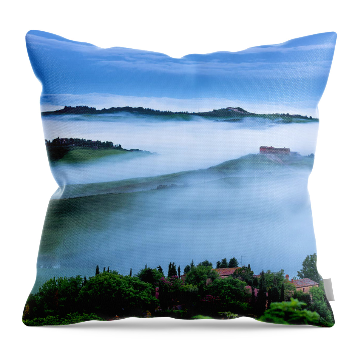 Scenics Throw Pillow featuring the photograph Farm In Tuscany At Dawn by Gehringj