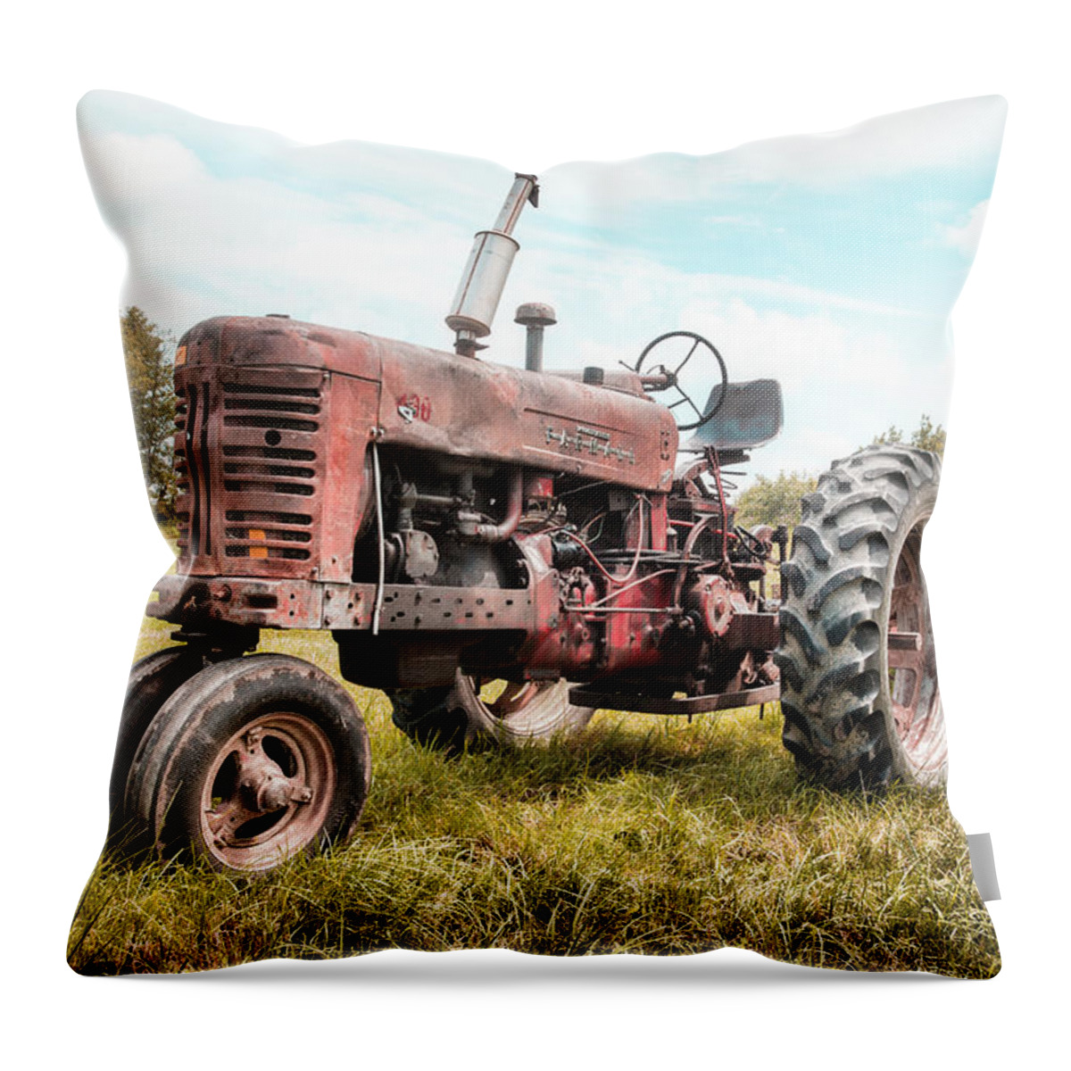 Tractors Throw Pillow featuring the photograph Farmall Tractor Dream - farm machinary - Industrial decor by Gary Heller