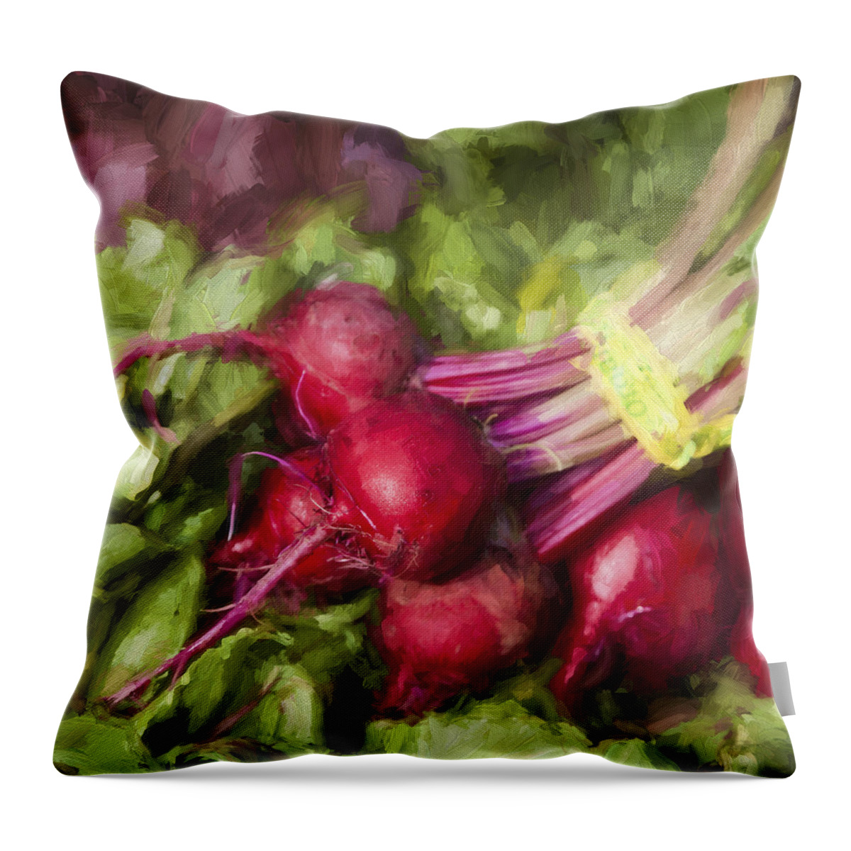 Farmers Throw Pillow featuring the digital art Farmers Market Beets Square Format by Carol Leigh