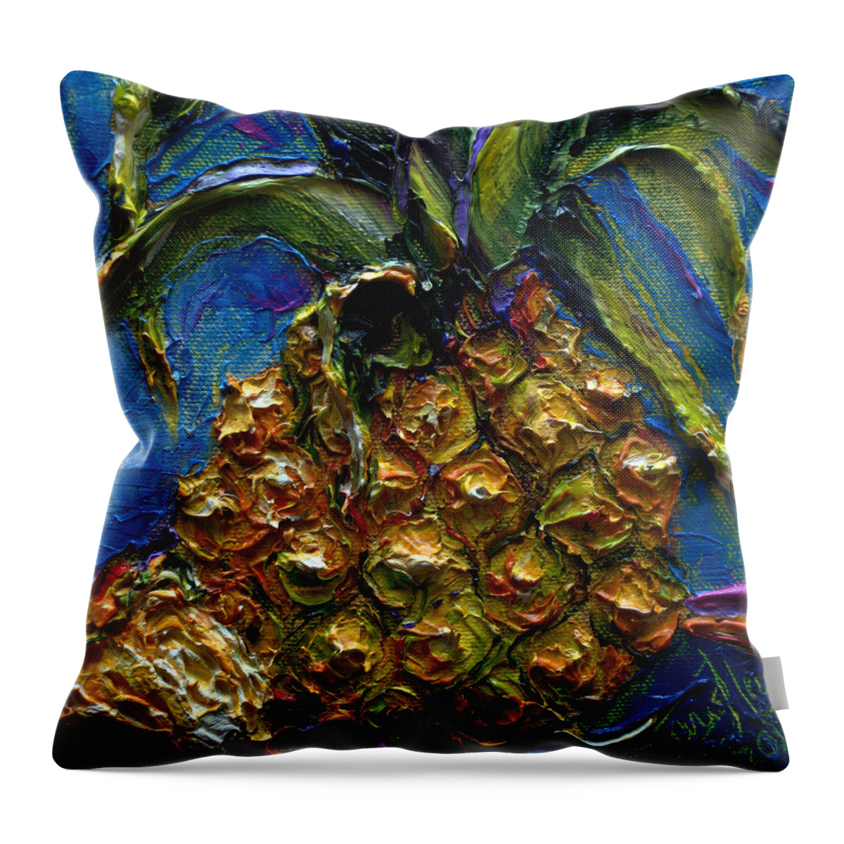 Pineapple Throw Pillow featuring the painting Fat Little Pineapple by Paris Wyatt Llanso