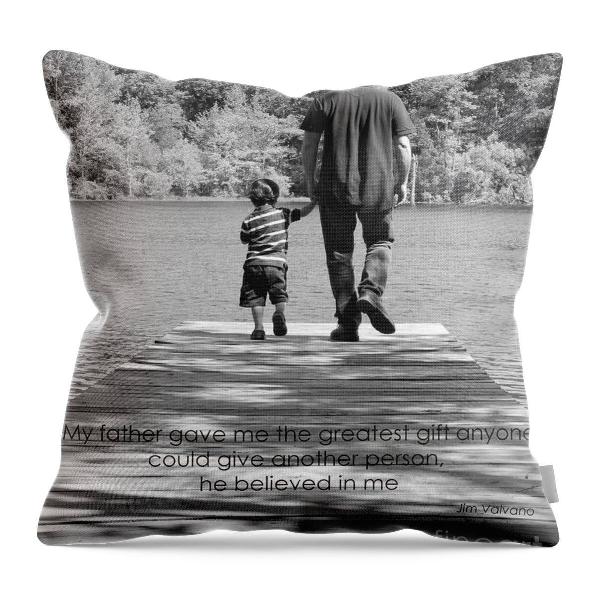 Father Throw Pillow featuring the photograph Father and Son black white by Andrea Anderegg