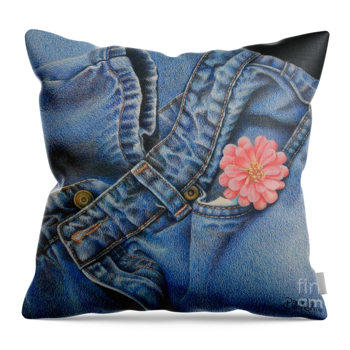 Drawings Throw Pillow featuring the drawing Favorite Jeans by Pamela Clements