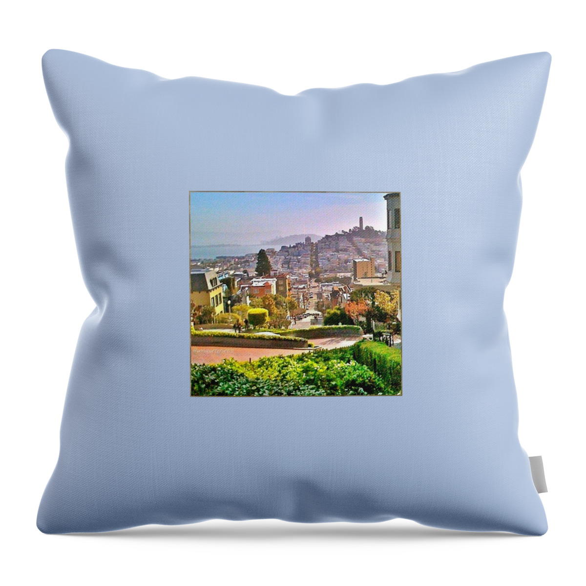 Lombard Street Throw Pillow featuring the photograph Favorite Places Lombard Street San Francisco California by Anna Porter