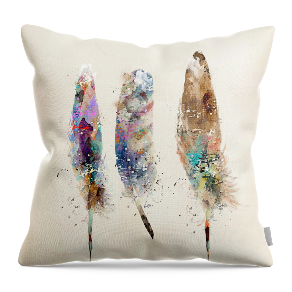 Feathers Throw Pillow featuring the painting Feathers by Bri Buckley