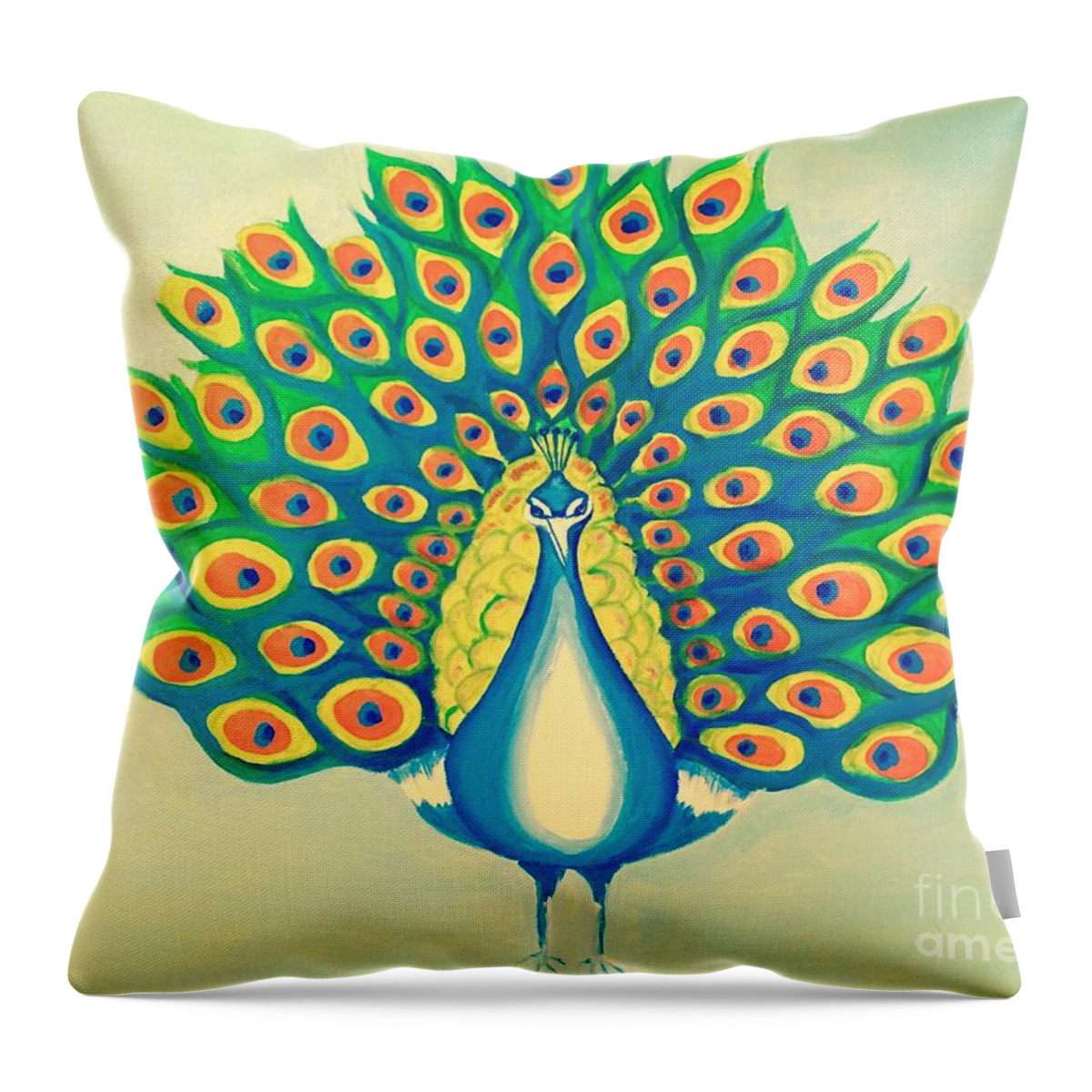 Peacock Throw Pillow featuring the painting Feathers For Josephine by Denise Tomasura