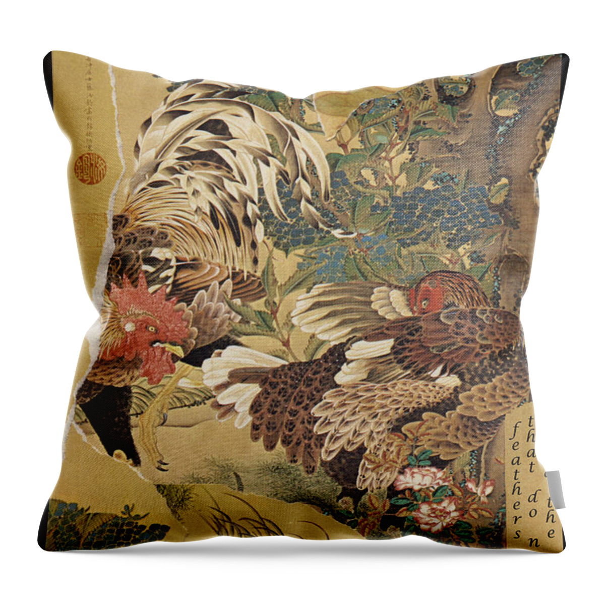 Collage Throw Pillow featuring the digital art Feathers by John Vincent Palozzi