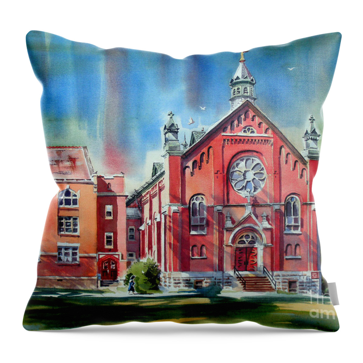 Feed The Birds Iii Throw Pillow featuring the painting Feed the Birds III by Kip DeVore