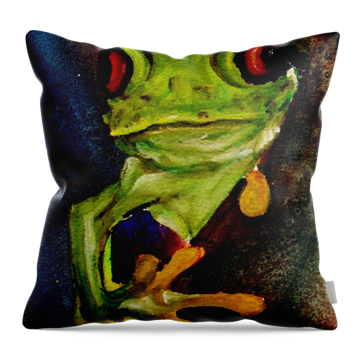 Frog Throw Pillow featuring the painting Feeling a Little Froggy by Lil Taylor