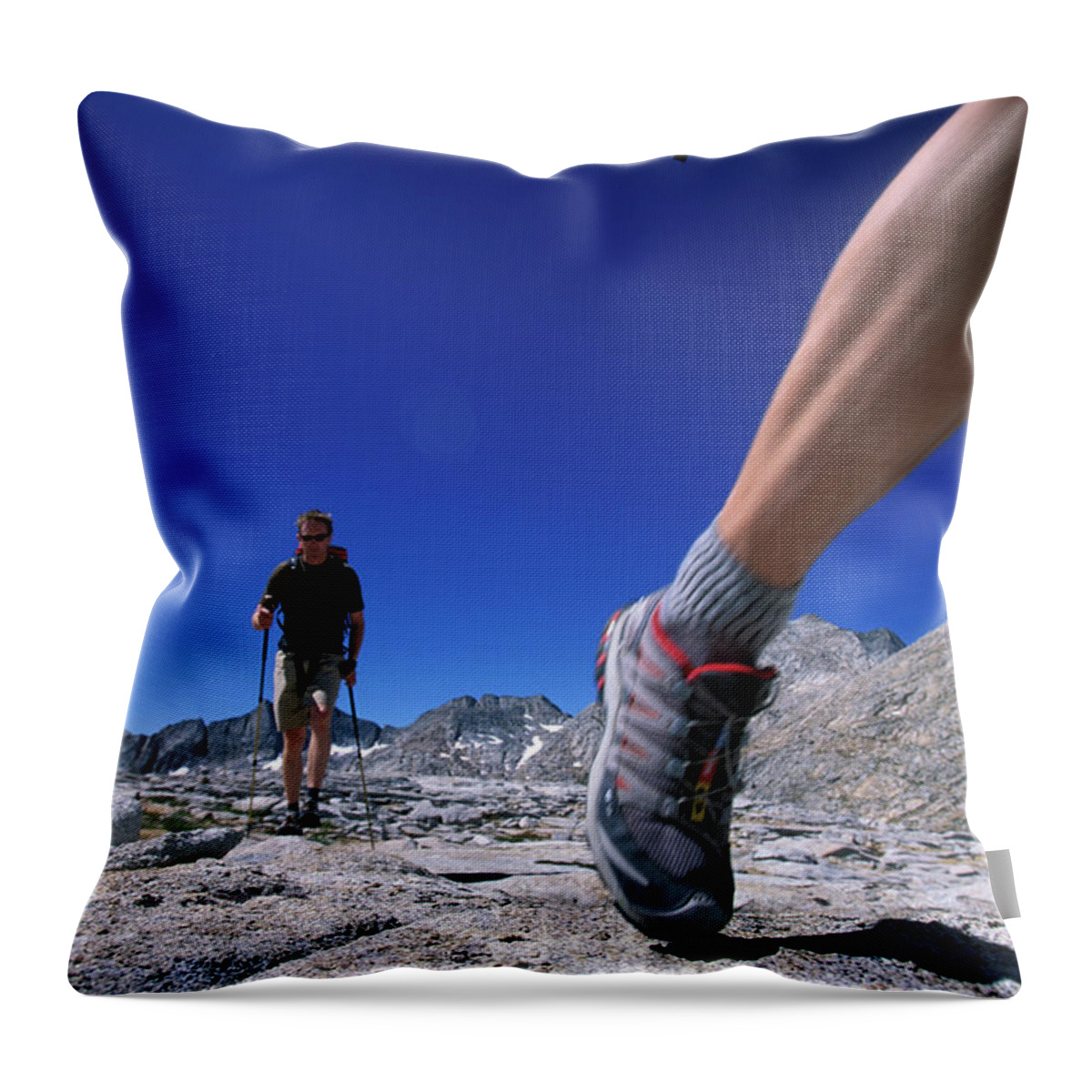 Adult Throw Pillow featuring the photograph Feet With Trail Running Shoes Hiking by Corey Rich