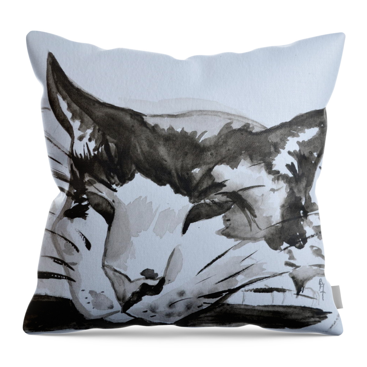 Feline Throw Pillow featuring the painting Feline by Beverley Harper Tinsley