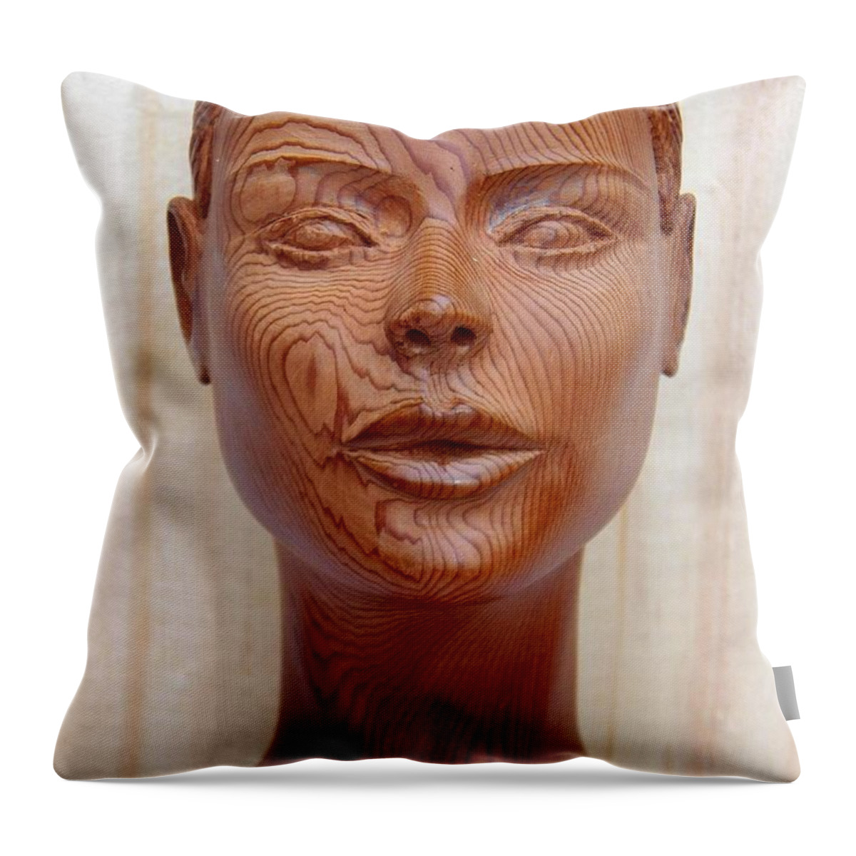 Female Head Bust Throw Pillow featuring the sculpture Female Head Bust - Front View by Ronald Osborne