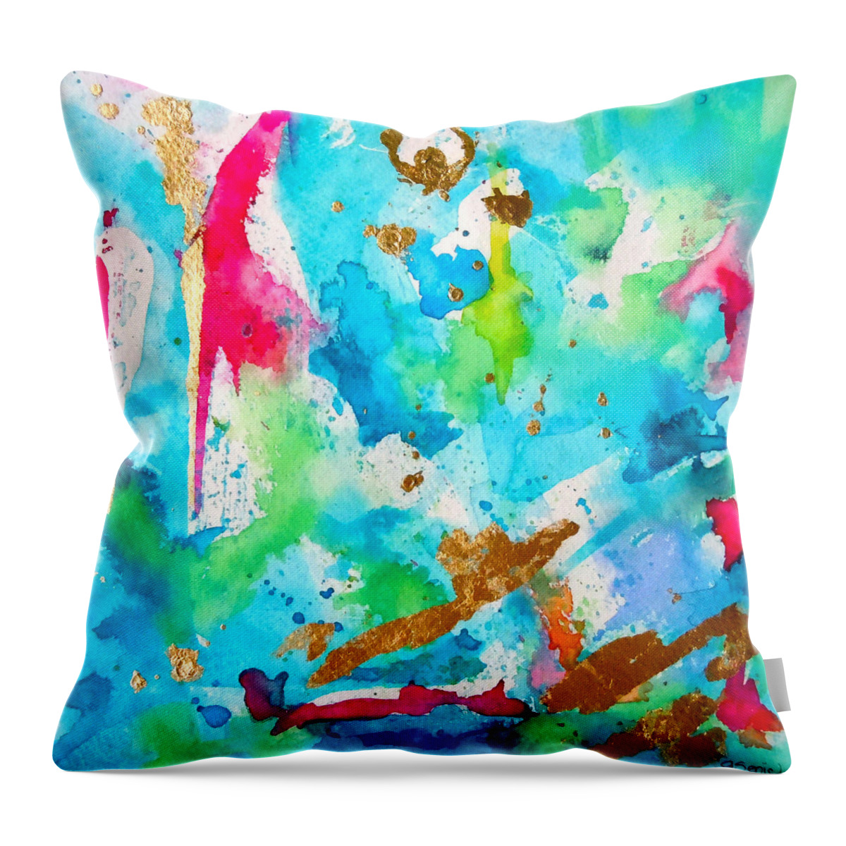 Abstract Painting Throw Pillow featuring the painting Festive by Roleen Senic