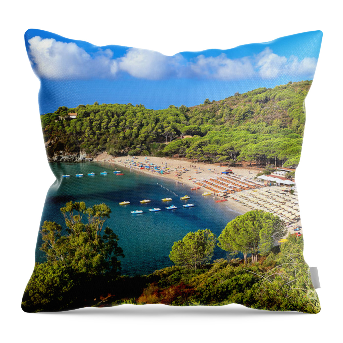 Tuscany Throw Pillow featuring the photograph Fetovaia beach - Elba island by Antonio Scarpi