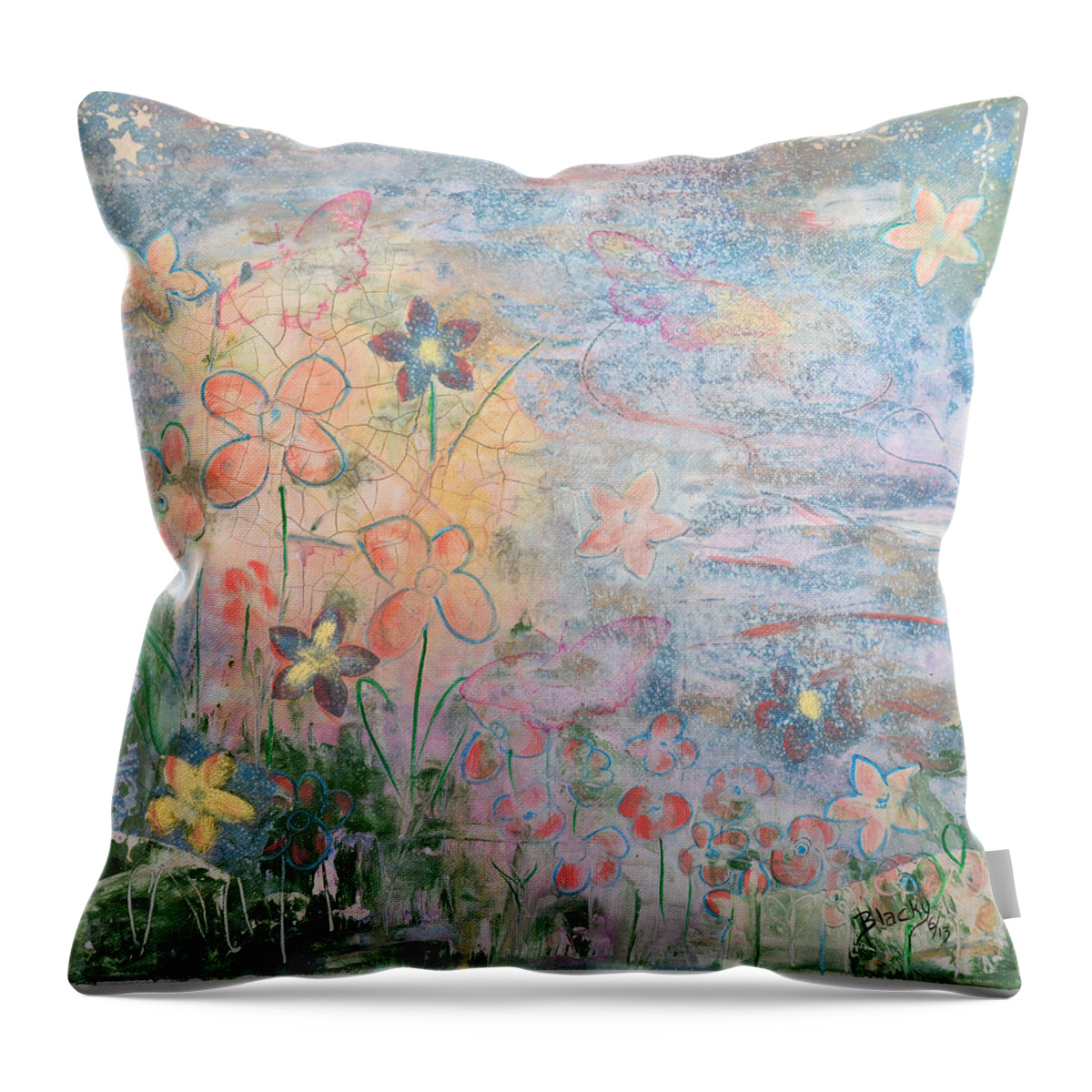 Modern Throw Pillow featuring the painting Field Of Dreams by Donna Blackhall