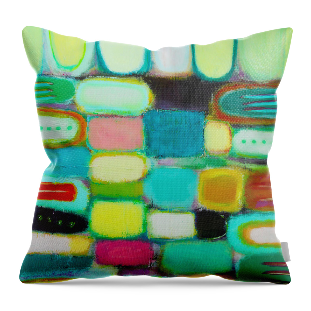 Abstract Colorful Painting Throw Pillow featuring the painting Fields Of Peace by Habib Ayat