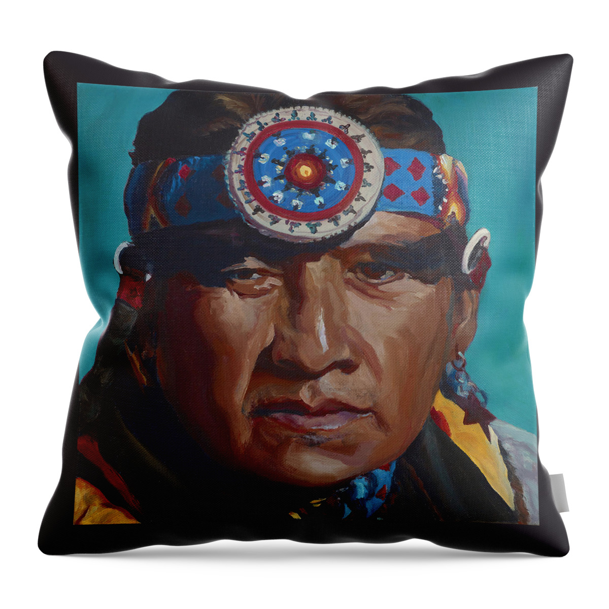 Native American Throw Pillow featuring the painting Fierce Eagle by Christine Lytwynczuk