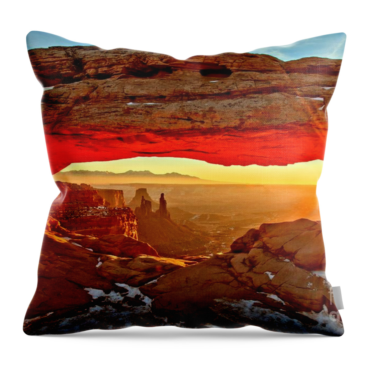 Canyonlands National Park Throw Pillow featuring the photograph Fiery Morning by Adam Jewell