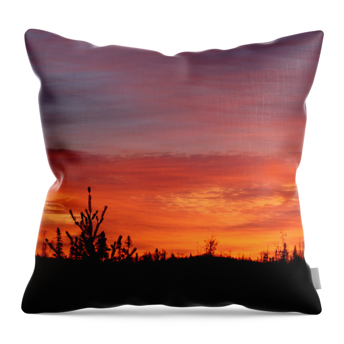 Landscape Throw Pillow featuring the photograph Fiery Sunset by Lynne McQueen