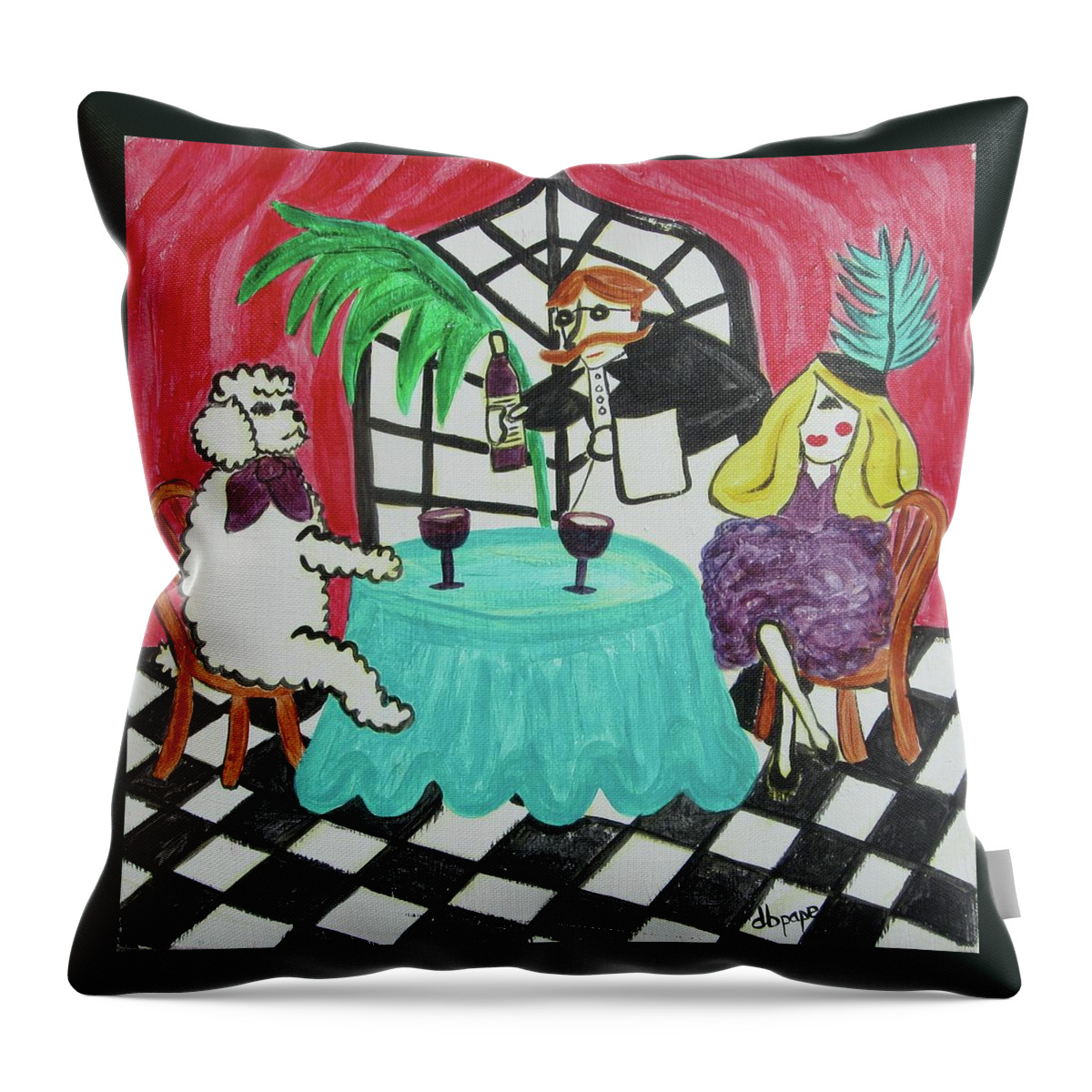Poodle Throw Pillow featuring the painting Fifi's Night Out by Diane Pape