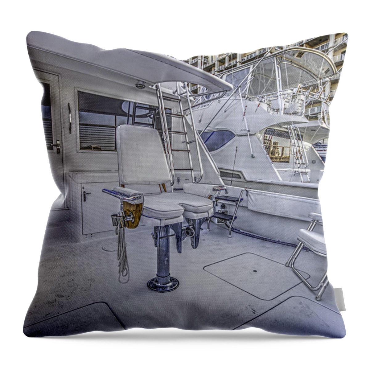 Palm Throw Pillow featuring the digital art Fighting Chair by Michael Thomas