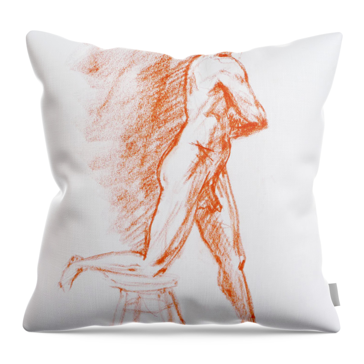 Man Throw Pillow featuring the drawing Figure Drawing Study III by Irina Sztukowski