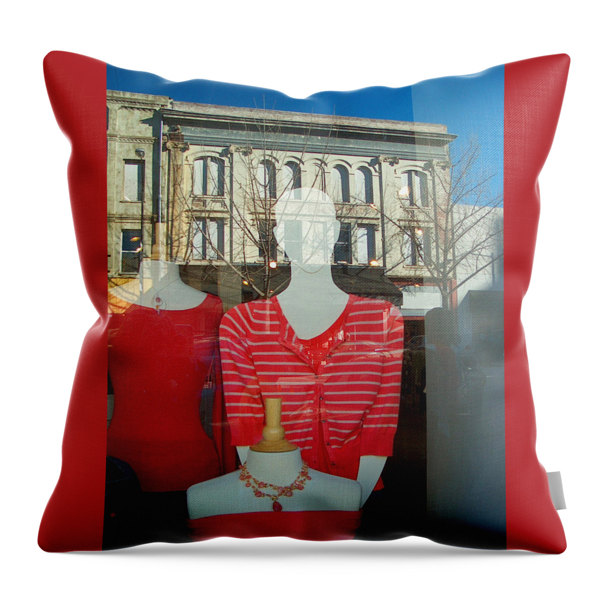 Figure Throw Pillow featuring the photograph Figure in Window by Jan Marvin by Jan Marvin