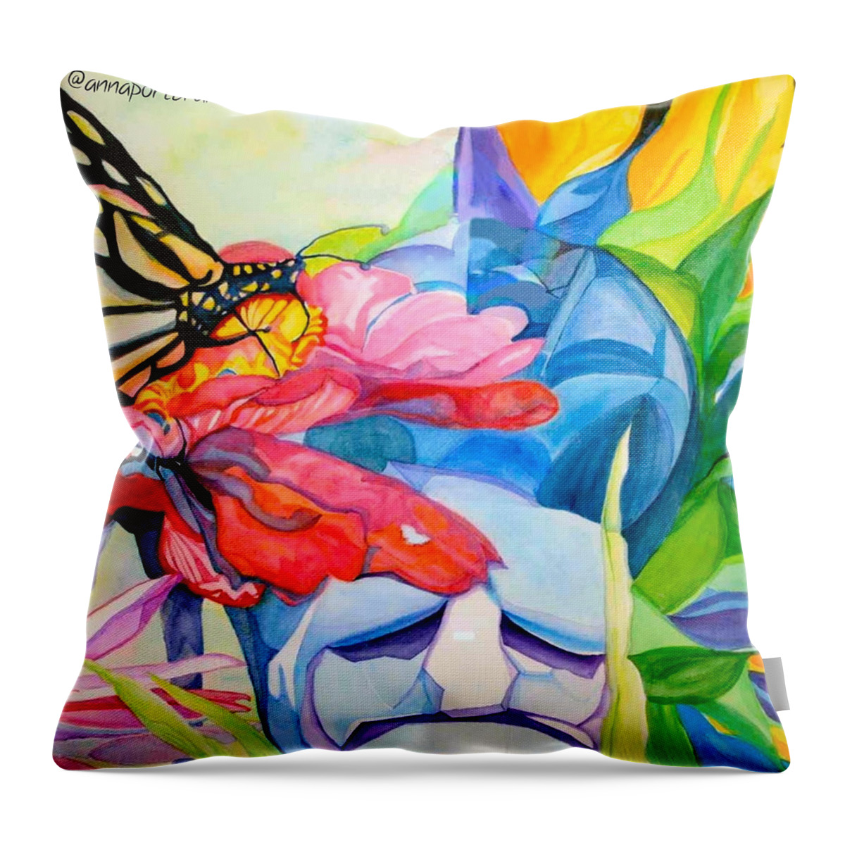 Abstract Throw Pillow featuring the photograph Fiji Dreams - original watercolor painting by Anna Porter