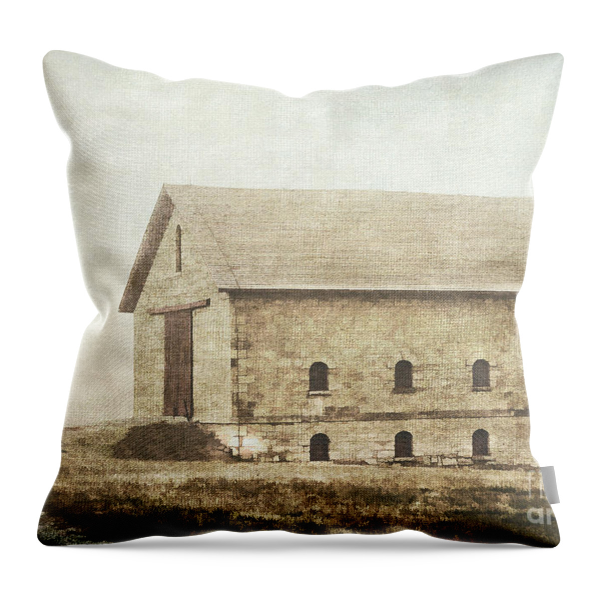 Barn Throw Pillow featuring the photograph Filley Stone Barn by Pam Holdsworth