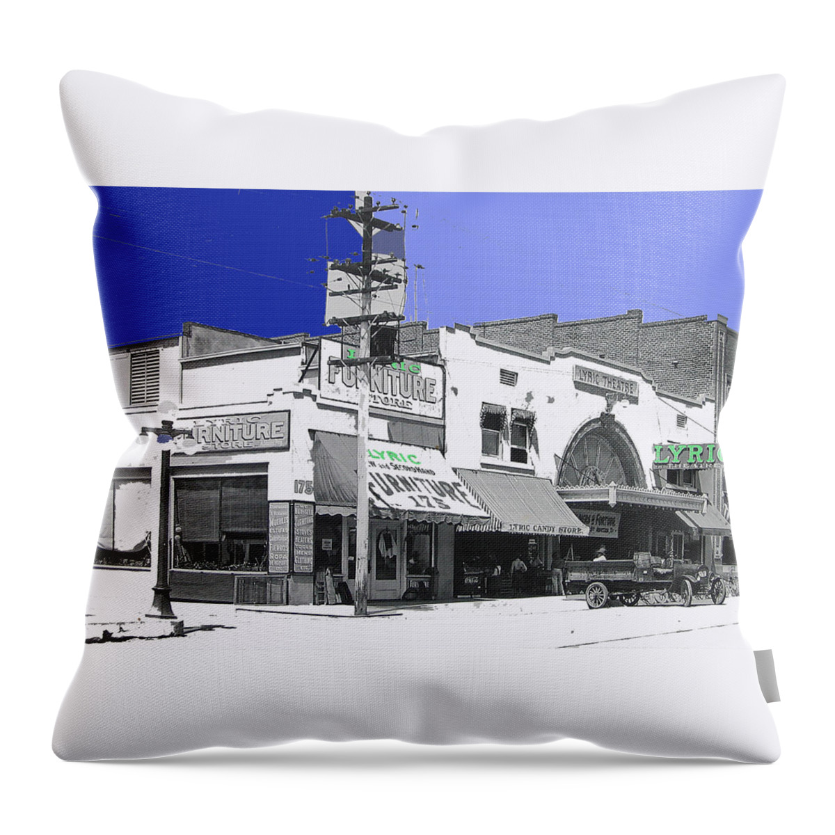 Film Homage Allan Dwan Soldiers Of Fortune 1919 #2 Lyric Theater Tucson Arizona 1919-2008 Throw Pillow featuring the photograph Film homage Allan Dwan Soldiers of Fortune 1919 #2 Lyric Theater Tucson Arizona 1919-2008 by David Lee Guss