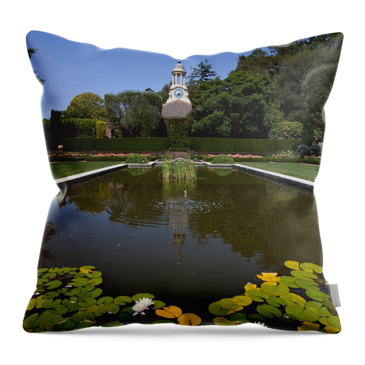 Filoli Throw Pillow featuring the photograph Filoli Garden Pond by Jason O Watson