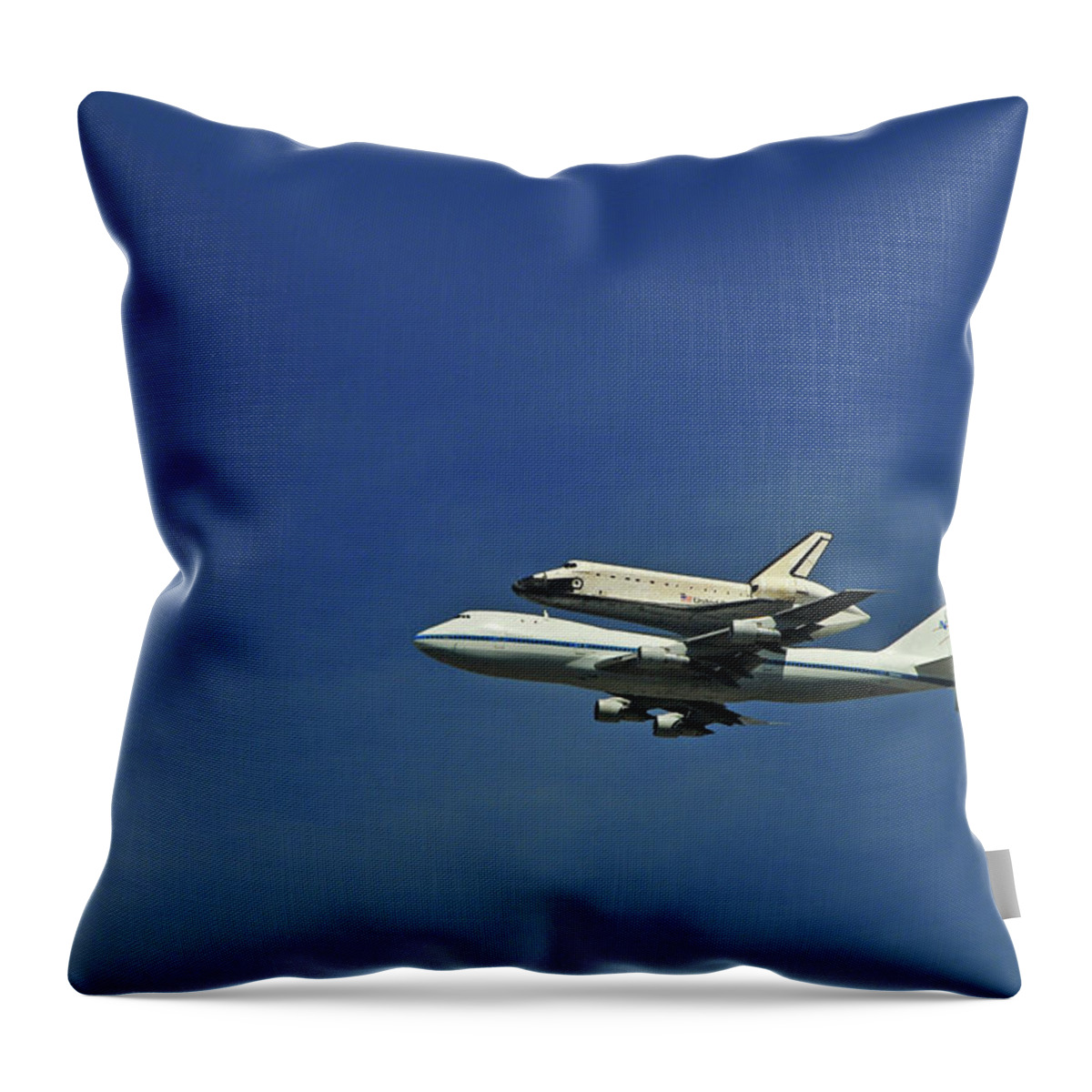 Teamwork Throw Pillow featuring the photograph Final Flight Of The Space Shuttle by Mitch Diamond