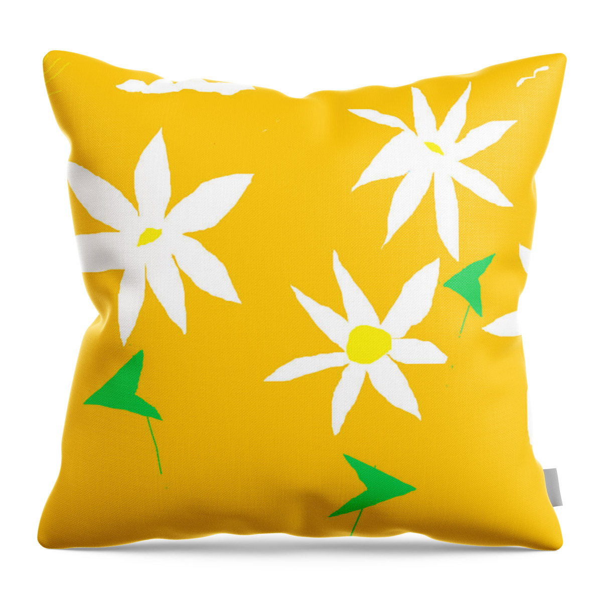 Daisy Throw Pillow featuring the painting Fine Day Yellow by Anita Dale Livaditis