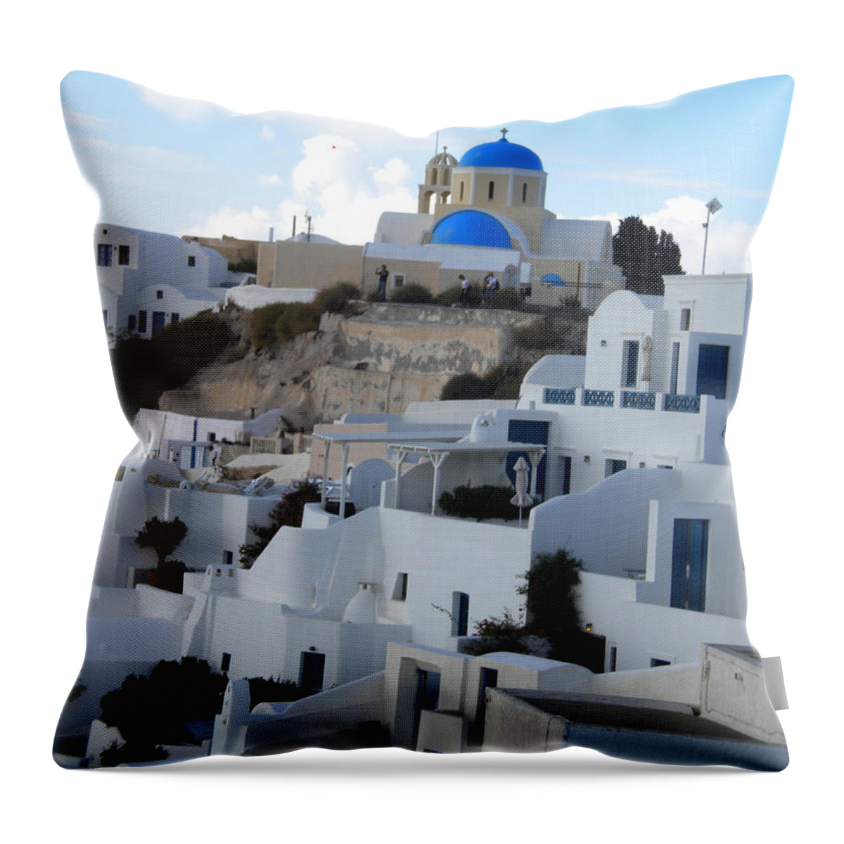 Colette Throw Pillow featuring the photograph Fira Village Santorini Greece by Colette V Hera Guggenheim