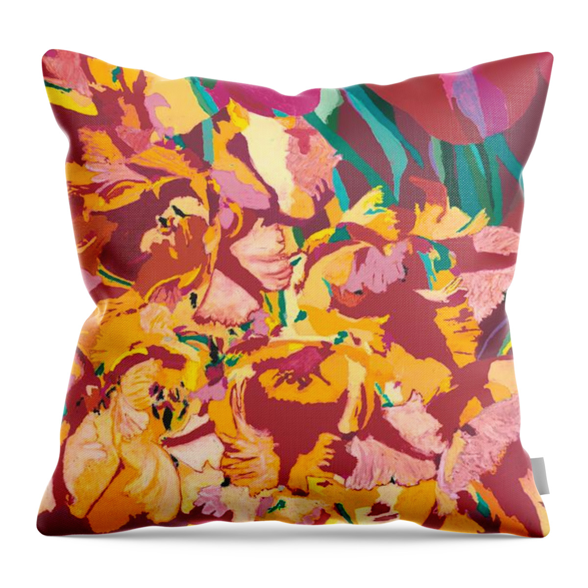 Landscape Throw Pillow featuring the painting Fire Bouquet by Allan P Friedlander