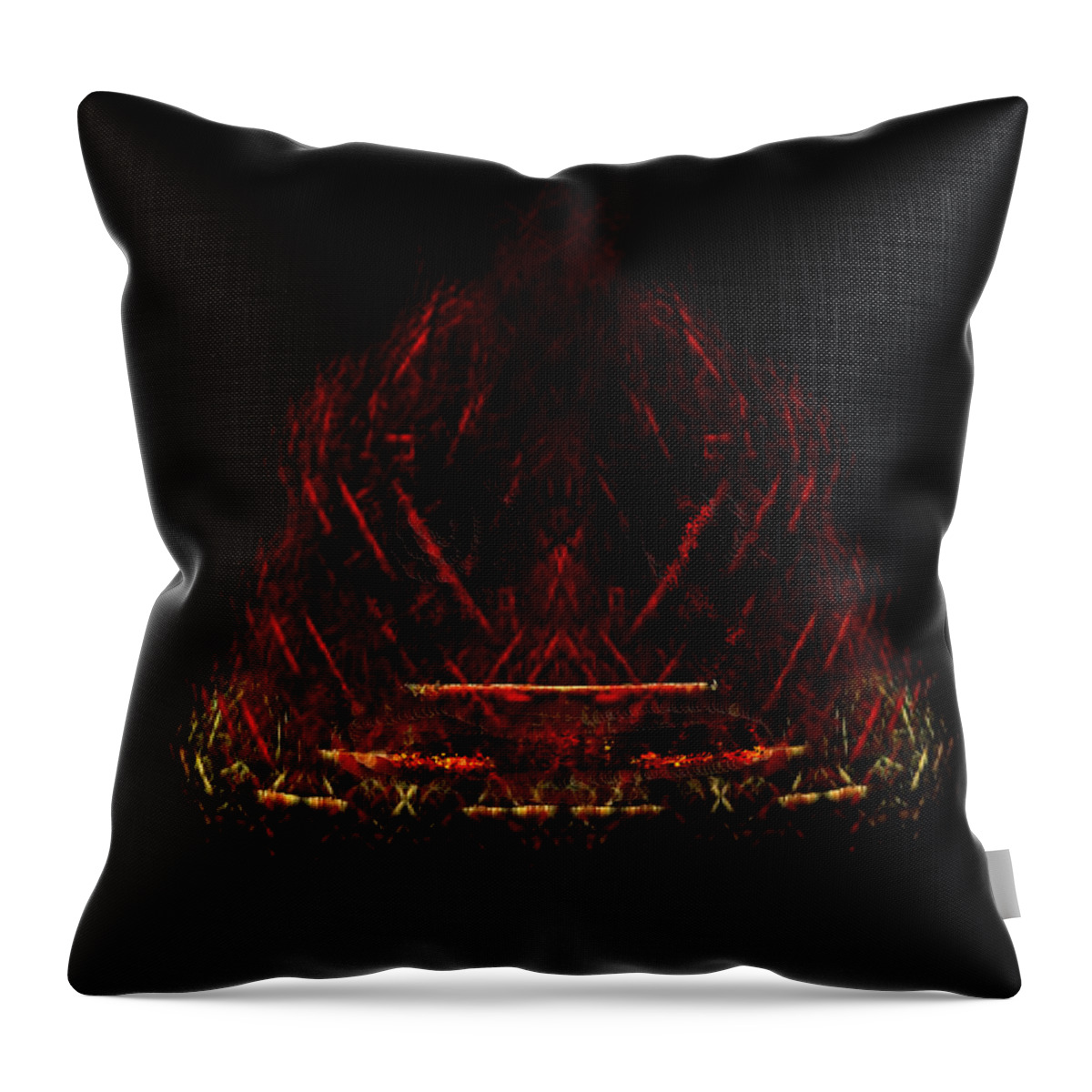Fractal Throw Pillow featuring the painting Fire Fractal with a Face by Bruce Nutting