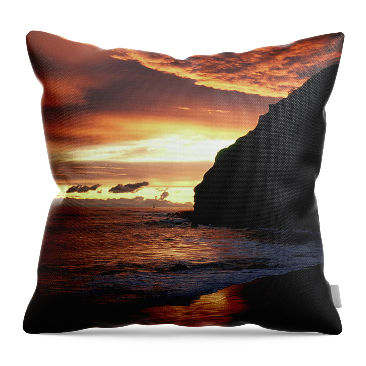 Dana Point Throw Pillow featuring the photograph Fire in the Sky by Cliff Wassmann