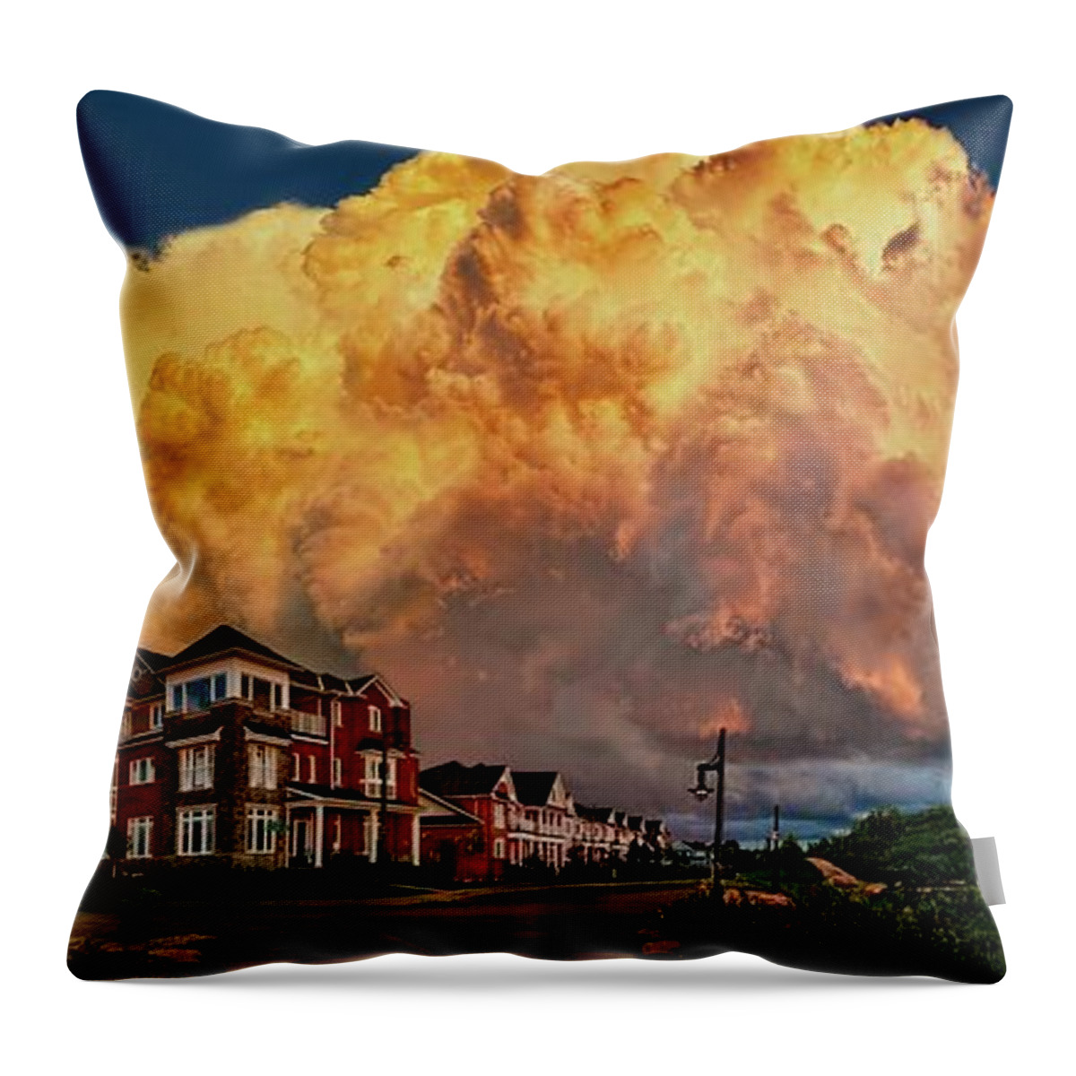 Perspective Throw Pillow featuring the digital art Fire in the Sky by Jeff S PhotoArt