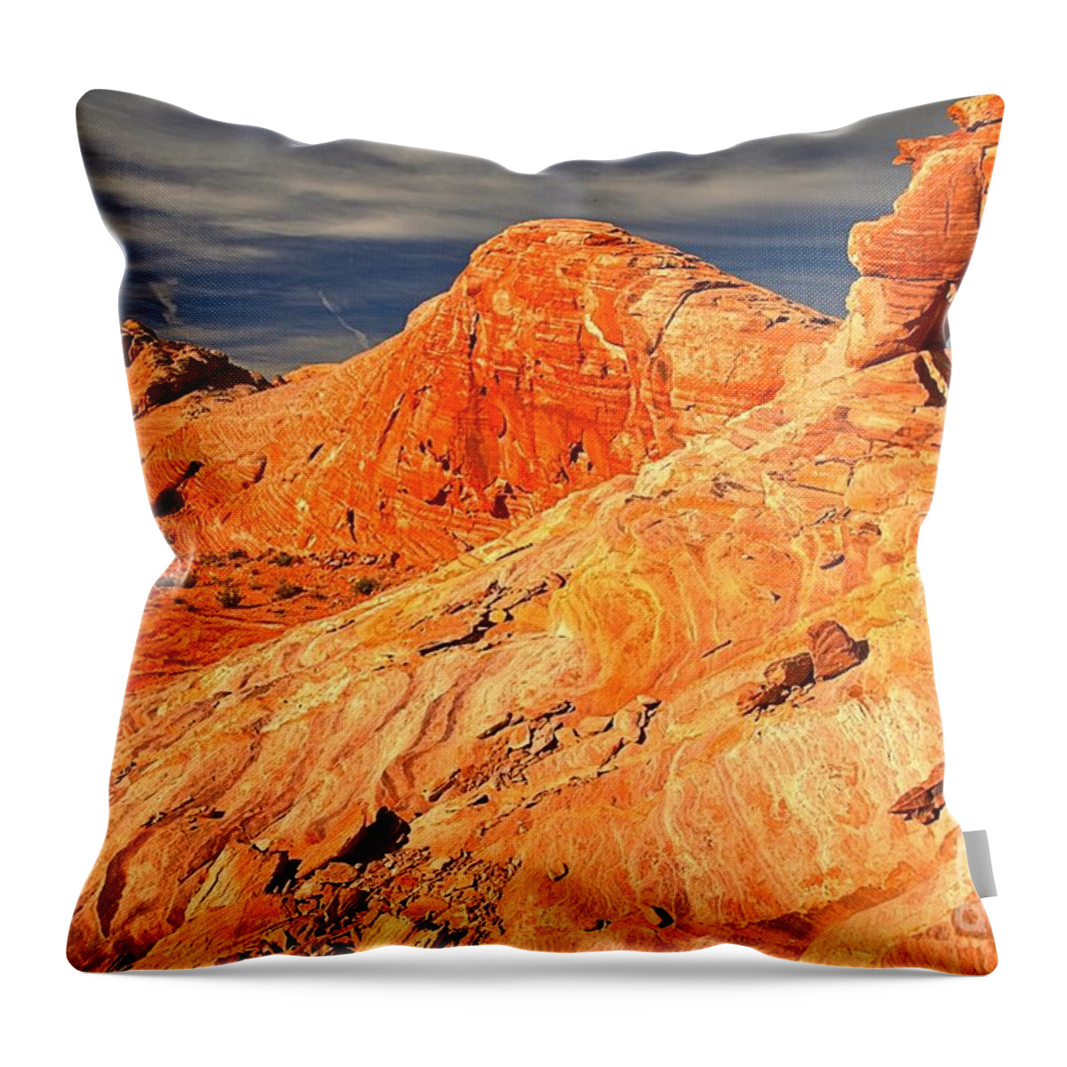 Valley Of Fire State Park Throw Pillow featuring the photograph Fire Top Arch by Adam Jewell