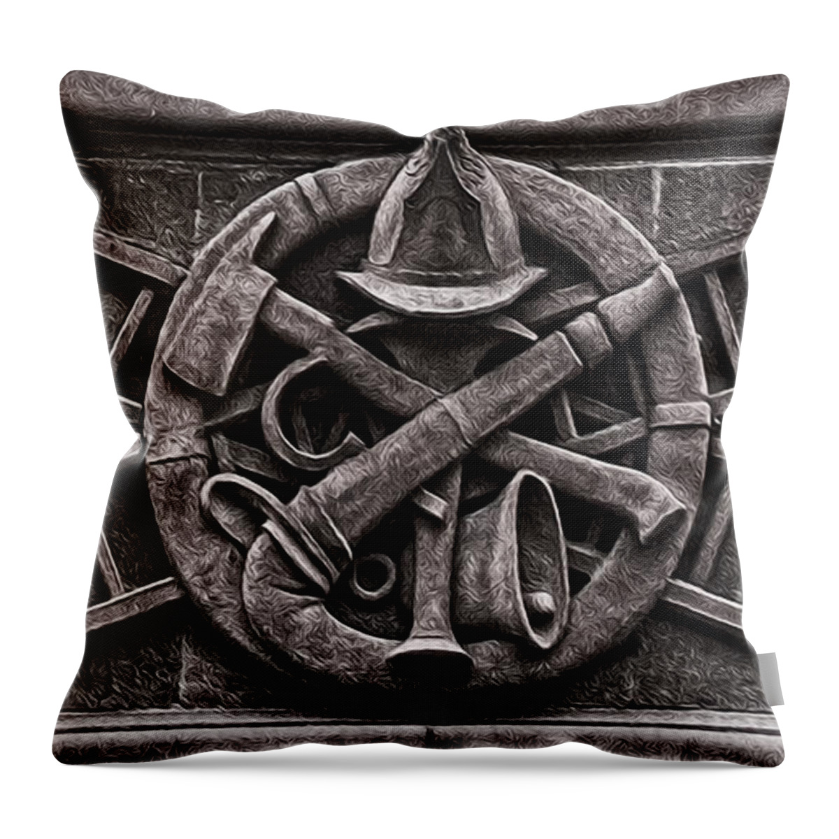 Fire Throw Pillow featuring the photograph Firefighter Symbols by Phil Cardamone