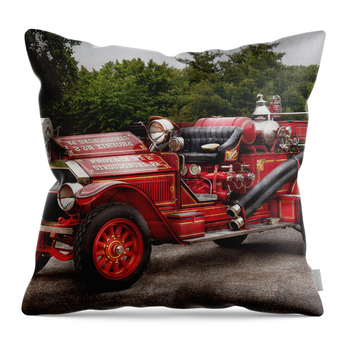 Savad Throw Pillow featuring the photograph Fireman - Phoenix No2 Stroudsburg PA 1923 by Mike Savad