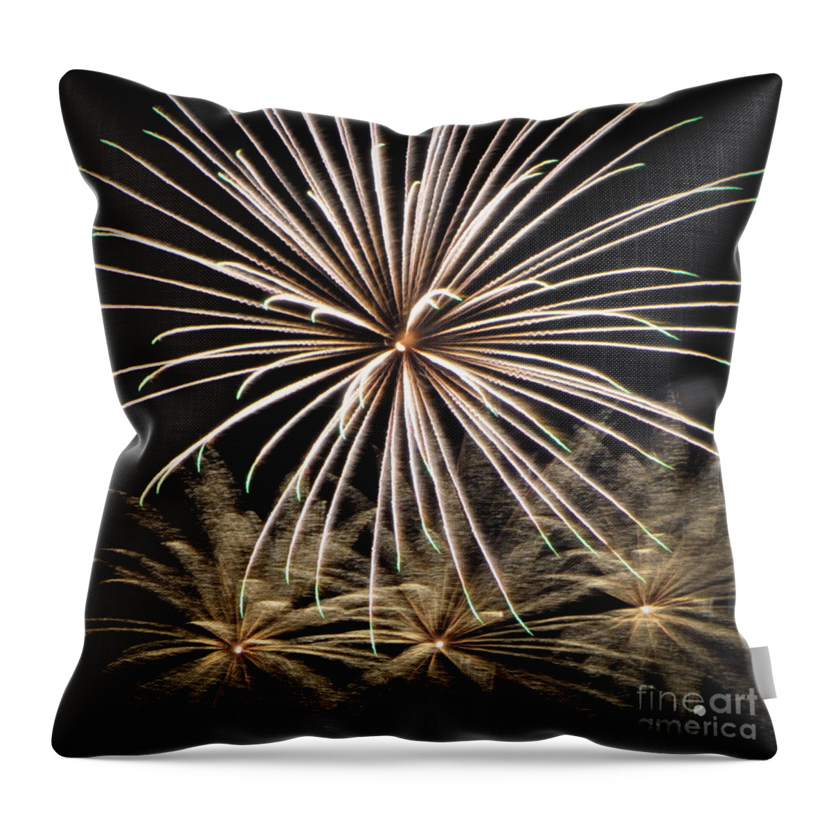 Fireworks Throw Pillow featuring the photograph Fireworks 4 by Ronald Grogan